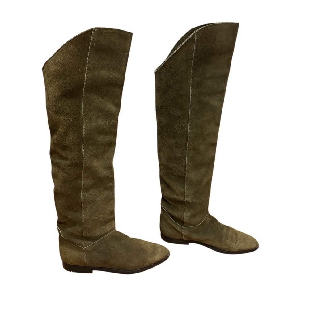 Minimalist Made in Spain Over The Knee Green Suede Boots